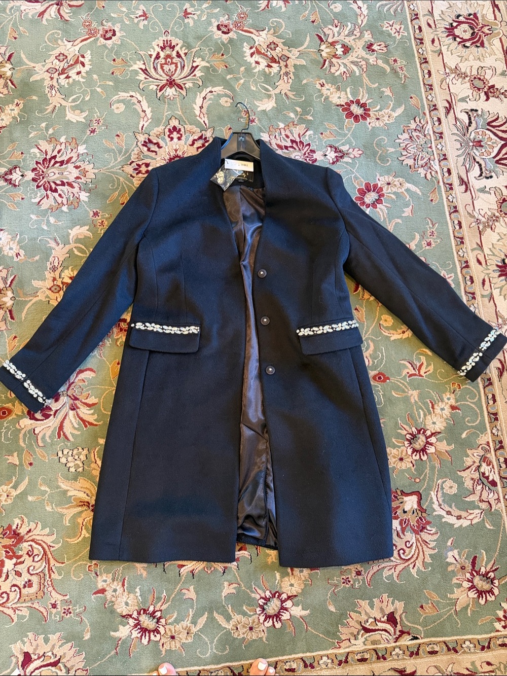 Milly black pea coat with diamond details. Never worn!
